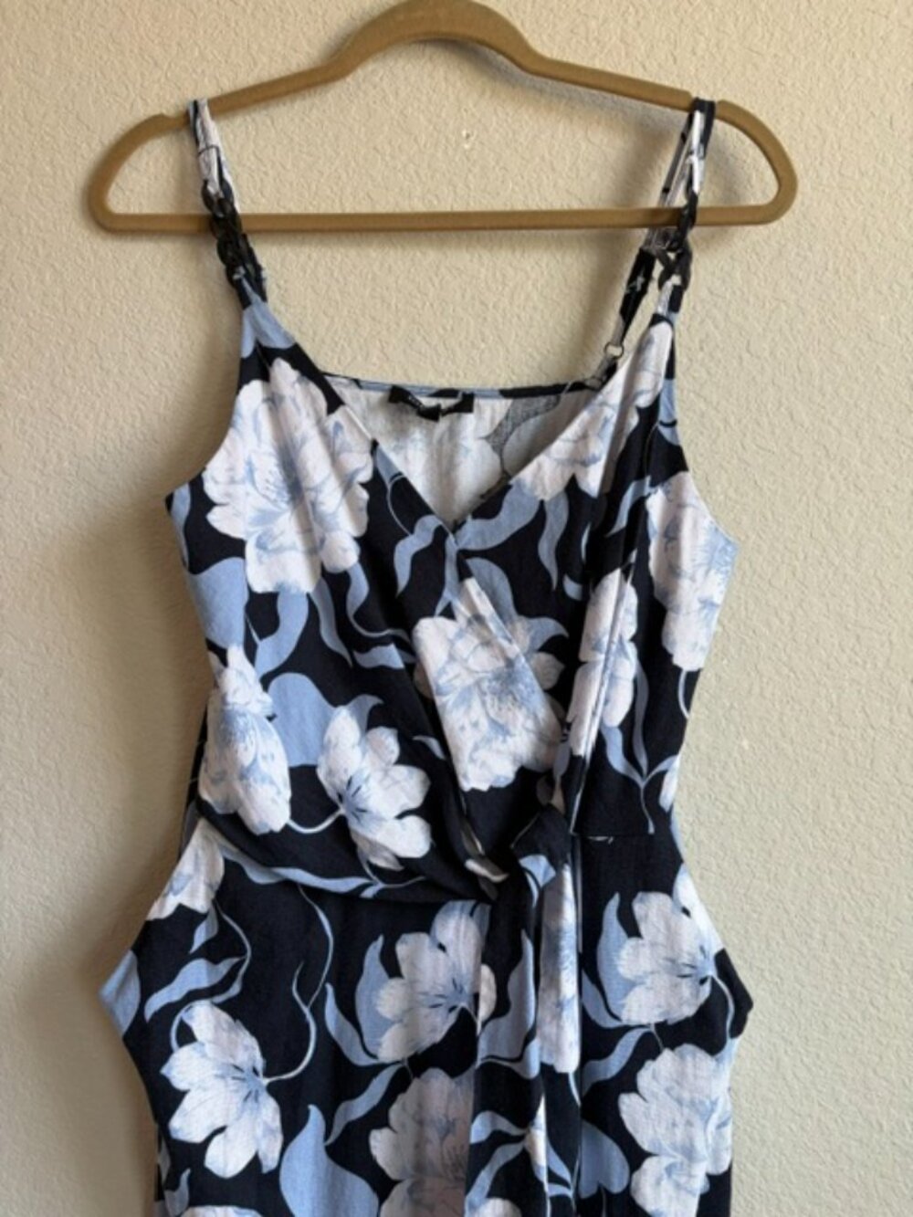NWT Ellen Tracy Women's Floral Print Linen Blend Wrap Style Large Summer Resort - Picture 3 of 11